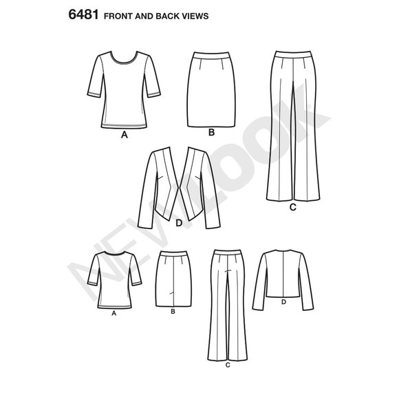 Misses Sewing Pattern 6481 For Top Skirt Pants  Jacket By New Look 8-20 - Picture 3 of 3